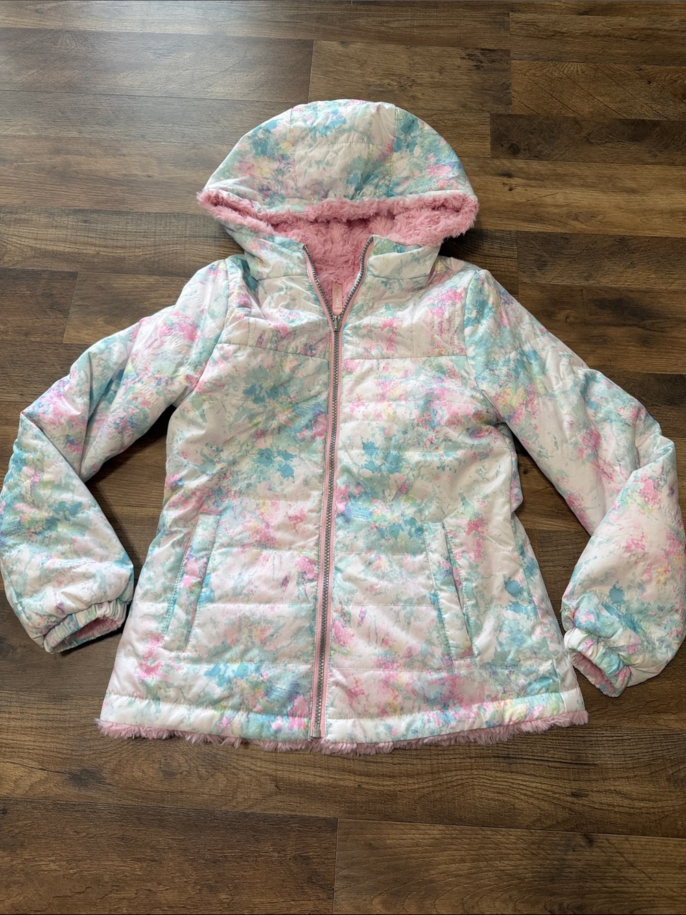 London Fog reversible puffer/sherpa coat